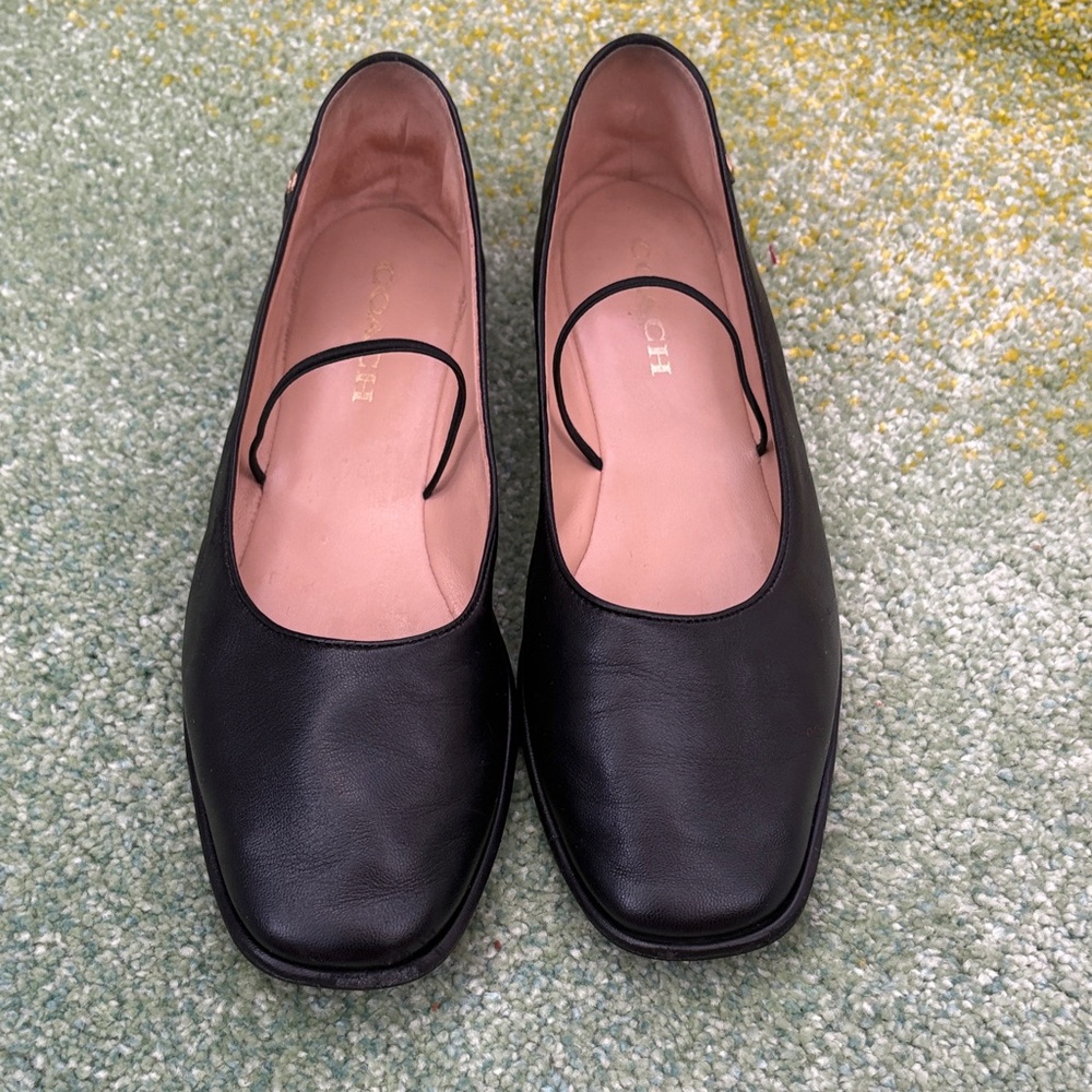 Coach Black Leather Women's Flats